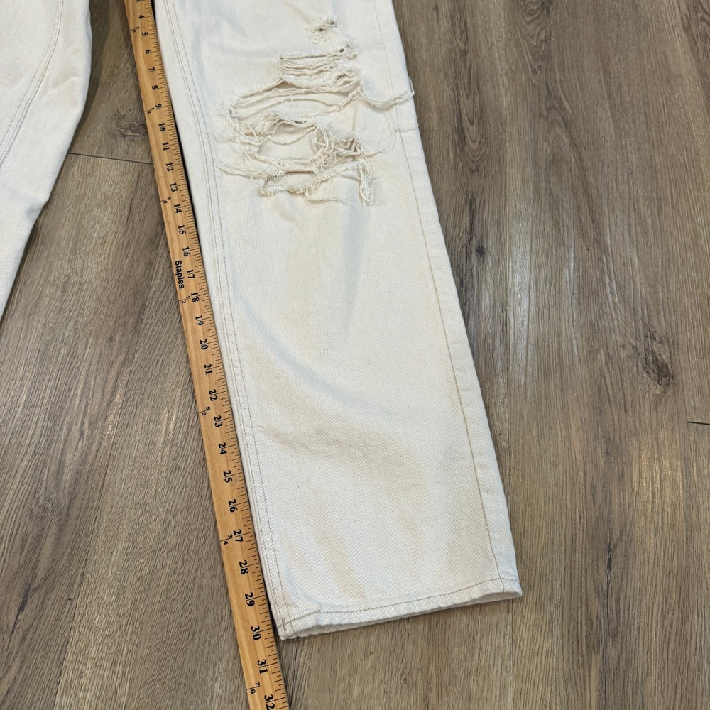 BDG Urban Outfitters High-Rise Baggy Distressed Jeans Cream Off-White Size 27 - Picture 2 of 9